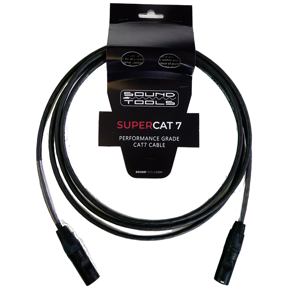 SuperCAT Seven, Black, etherCON terminated, 30 meters (100ft), 3" clear shrink