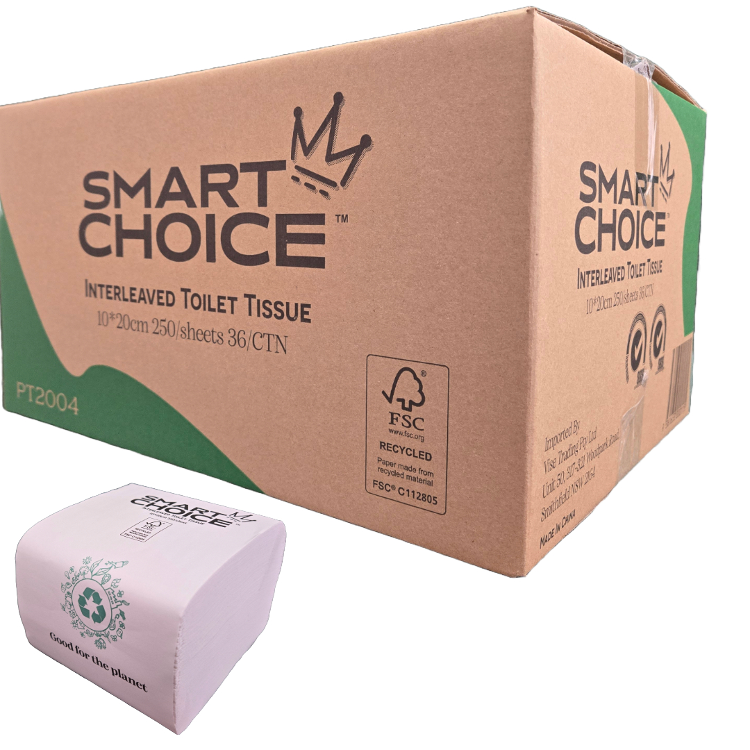 SmartChoice Interleaved Toilet Tissue 2ply 10*20cm 250sheets 36/CTN