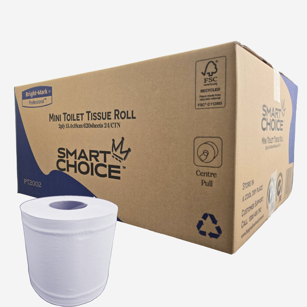 SmartChoice Mini Toilet Tissue Roll 2ply 13.4*18cm 620sheets 24/CTN