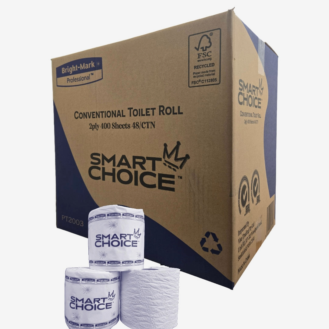 SmartChoice Conventional Toilet Roll 2ply 10*10cm 400sheets 48/CTN